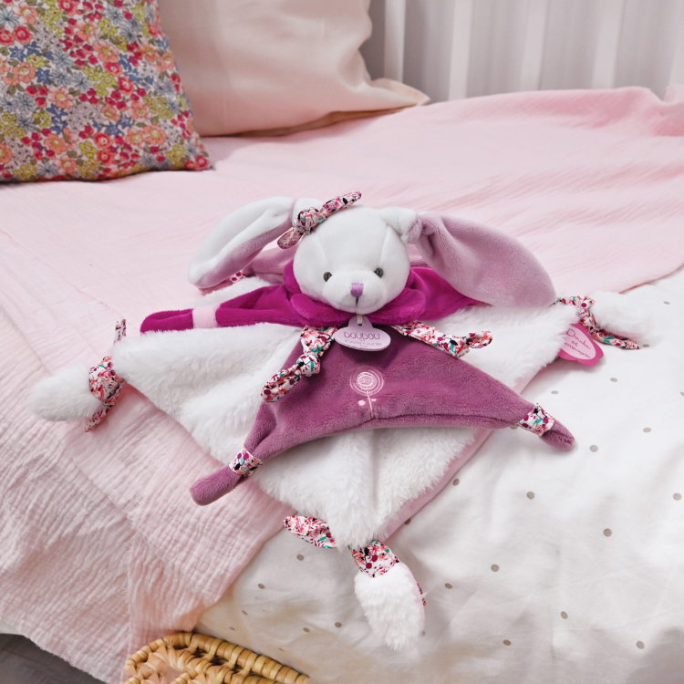  cerise rabbit baby comforter purple white flower 